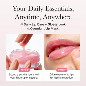 Arencia lip mask jar close-up packaging detail highlights easy application.