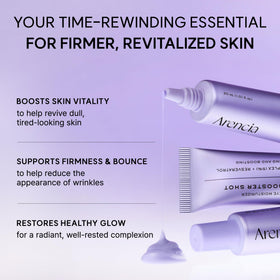 Arencia NAD+ Serum Booster Shot with barrier ingredients close-up for hydration support.