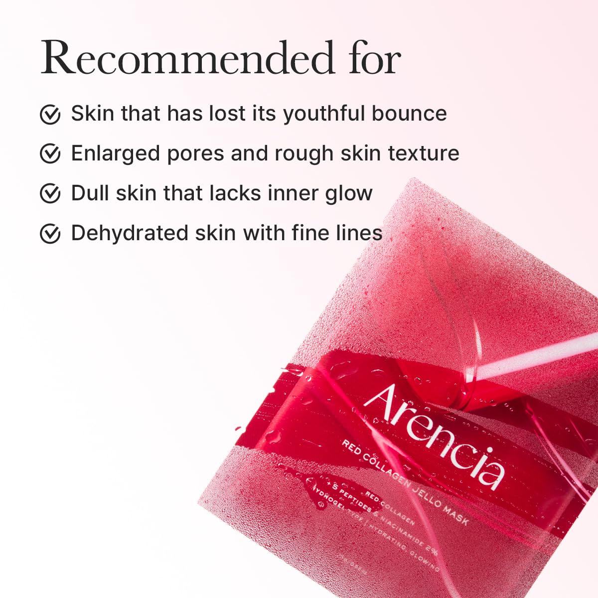 ARENCIA Red Collagen Jello Mask application on skin for hydration