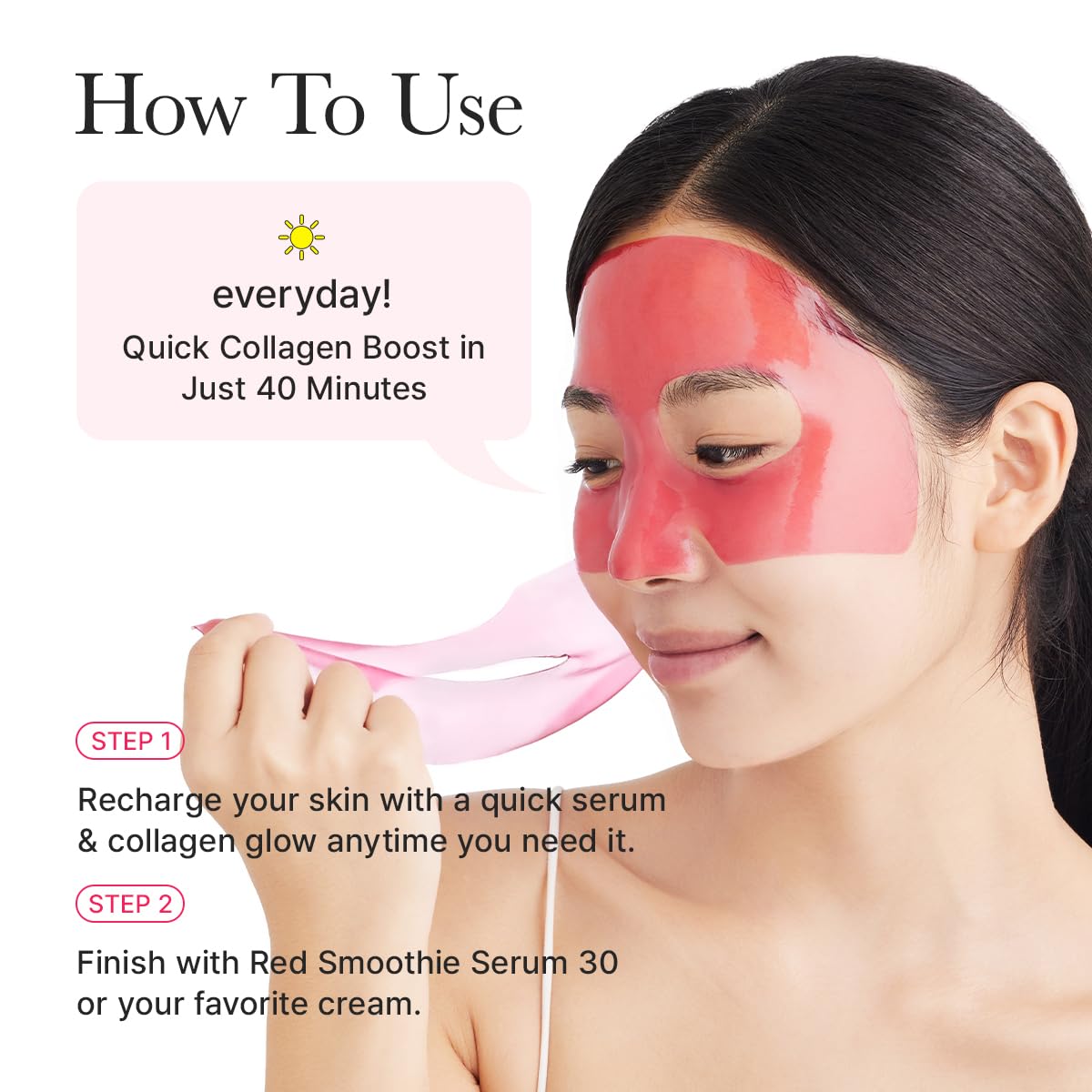 ARENCIA Red Collagen Jello Mask closeup on skin glow