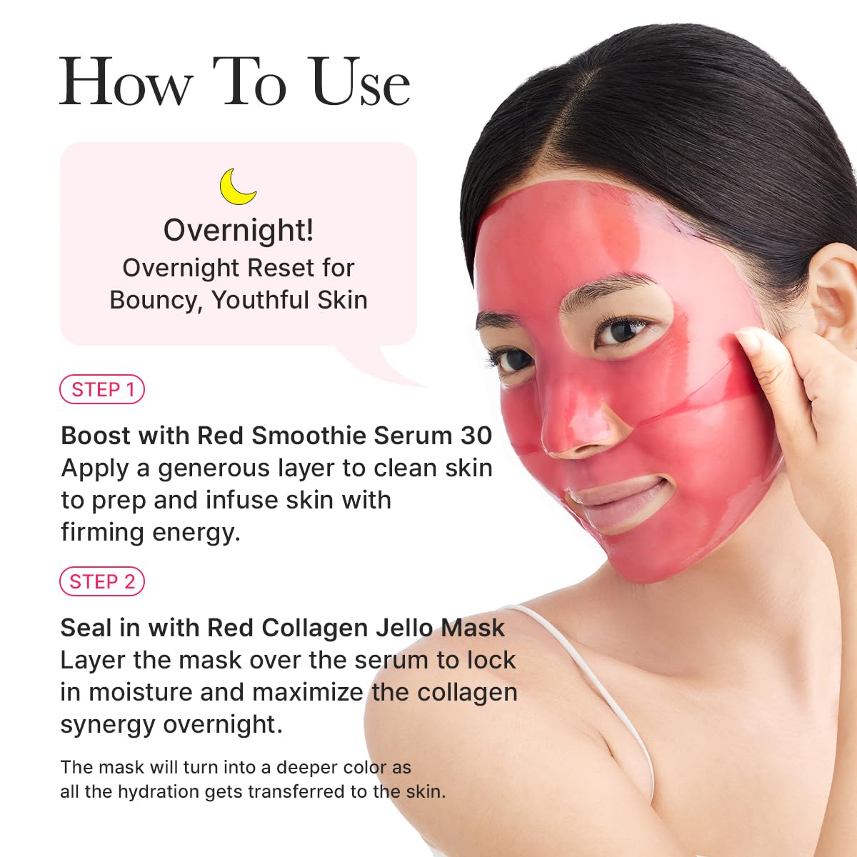 ARENCIA Red Collagen Jello Mask results glow on skin