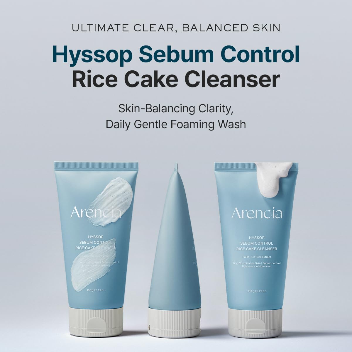 ARENCIA rice cake texture closeup highlights a soft, comforting cleanse.
