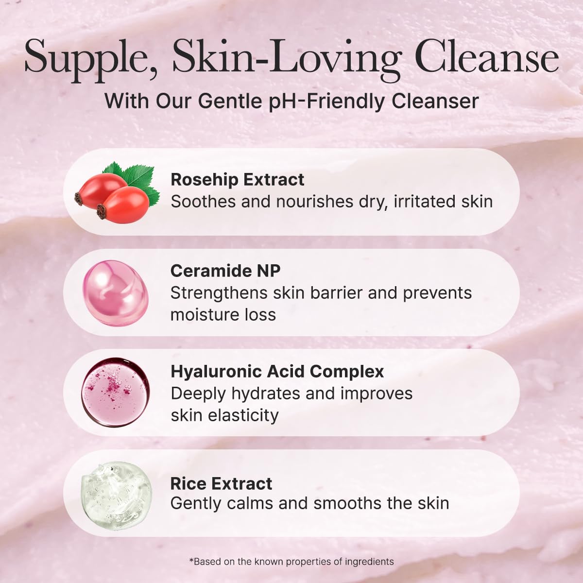 ARENCIA cleanser texture with rice cake pearls for everyday care