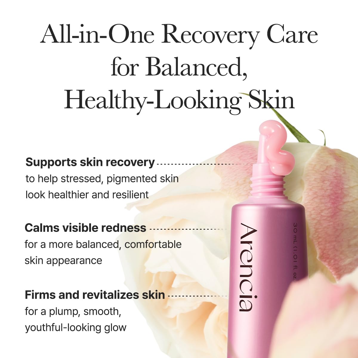 ARENCIA Niacinamide focus image implies even skin tone and balanced appearance.