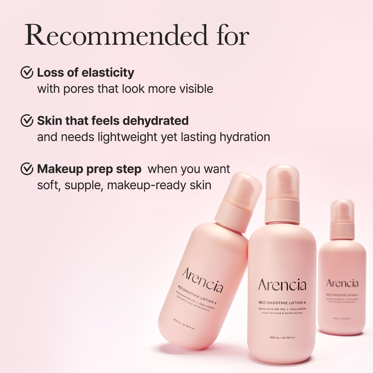 ARENCIA Red Smoothie Lotion packaging closeup with pump