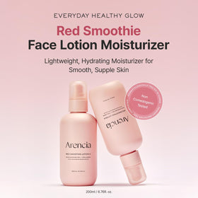 ARENCIA Red Smoothie Lotion ingredients featuring niacinamide for balanced texture