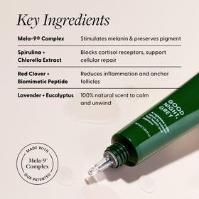 Arey Good Night Grey packaging highlights cruelty-free vegan formula and clean beauty.