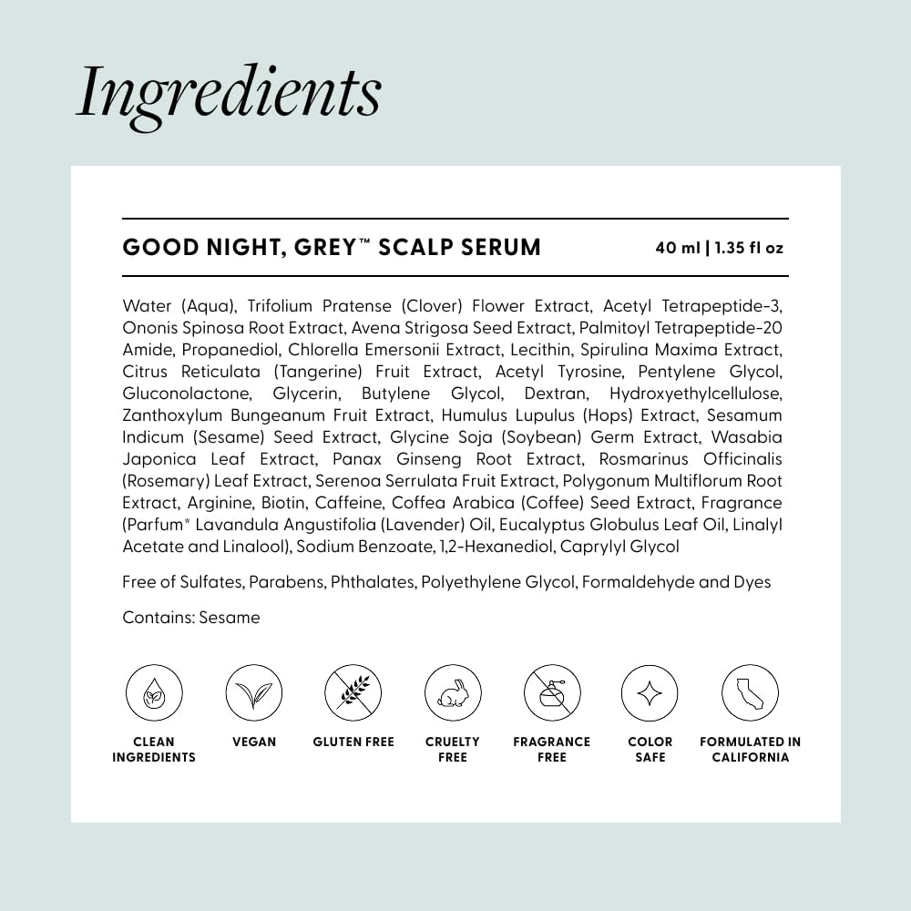 Arey Good Night Grey dropper enables precise nightly application for a lightweight feel.