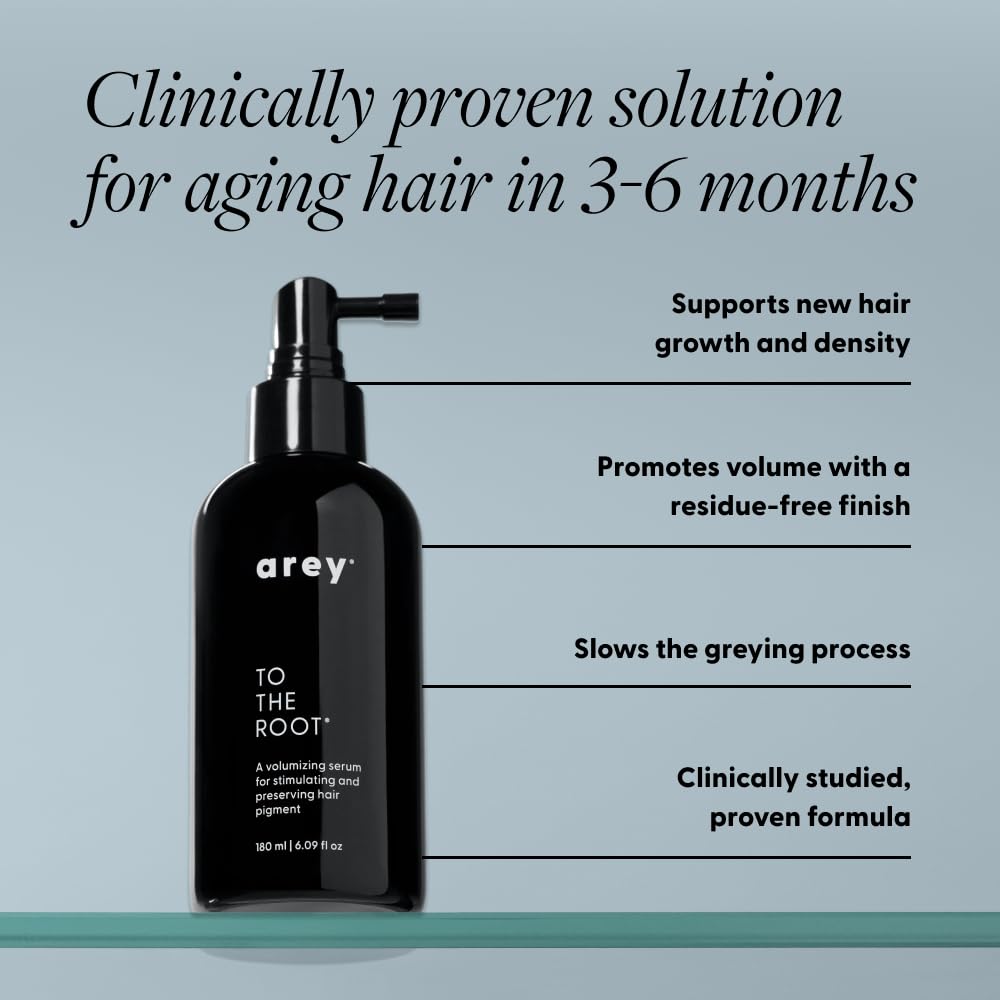 Arey To The Root serum texture close-up highlights a fast-absorbing, non-greasy formula.