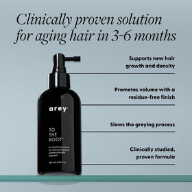Arey To The Root serum texture close-up highlights a fast-absorbing, non-greasy formula.