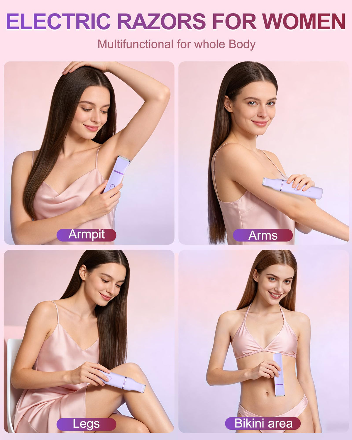 AREYZIN Bikini Trimmer purple design for ergonomic, travel-friendly grooming