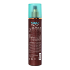 Argan Magic glossy finish on hair delivers a smooth, frizz-free look.