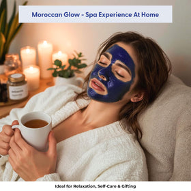 Argaviva at-home ritual scene shows a 10–15 minute facial treatment.