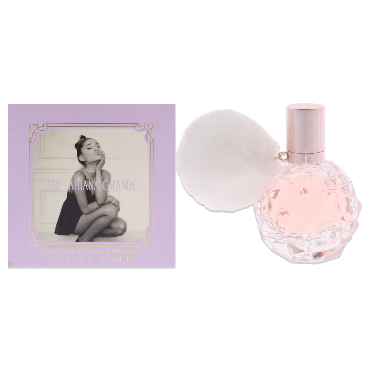 Ari by Ariana Grande bottle front view with gem facets, ideal for evening glam.