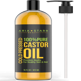 Aria Starr Castor Oil bottle with pump for easy dispensing