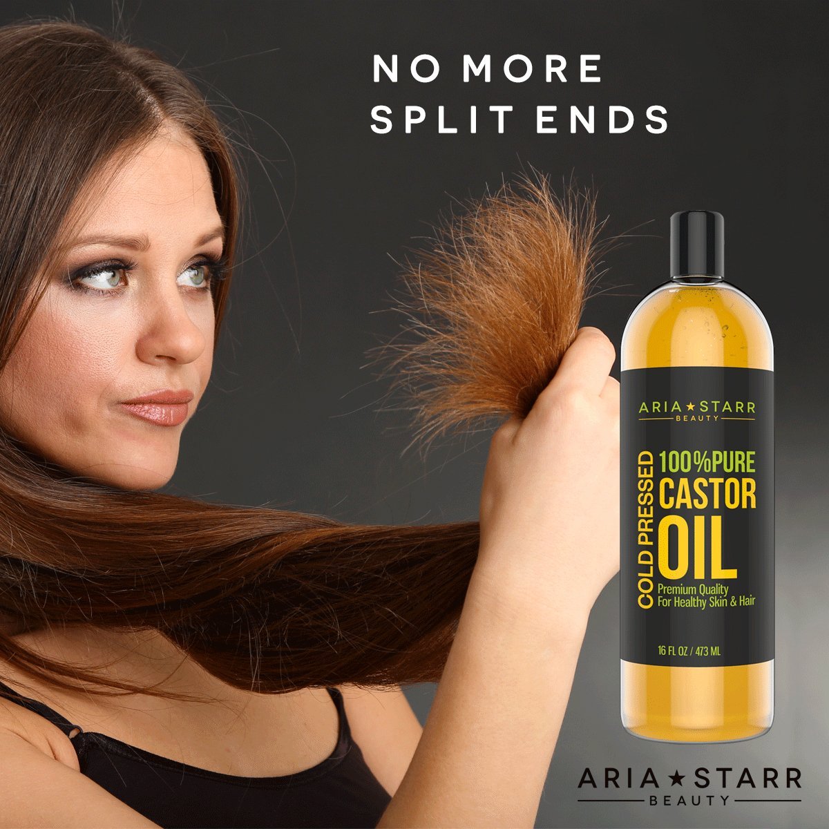 Eyebrows and eyelashes treated with Aria Starr Castor Oil