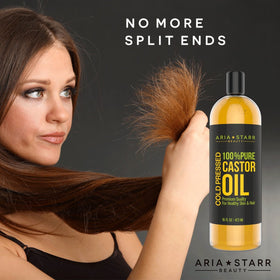 Eyebrows and eyelashes treated with Aria Starr Castor Oil