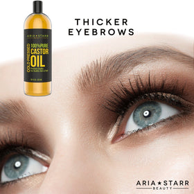 16 oz Aria Starr Castor Oil packaging on display