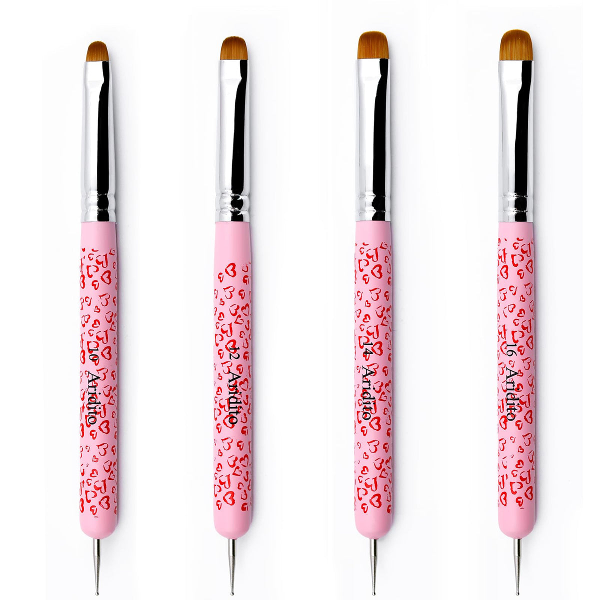 Aridito dotting pen with precision tip and pink heart handle for nail art detailing.