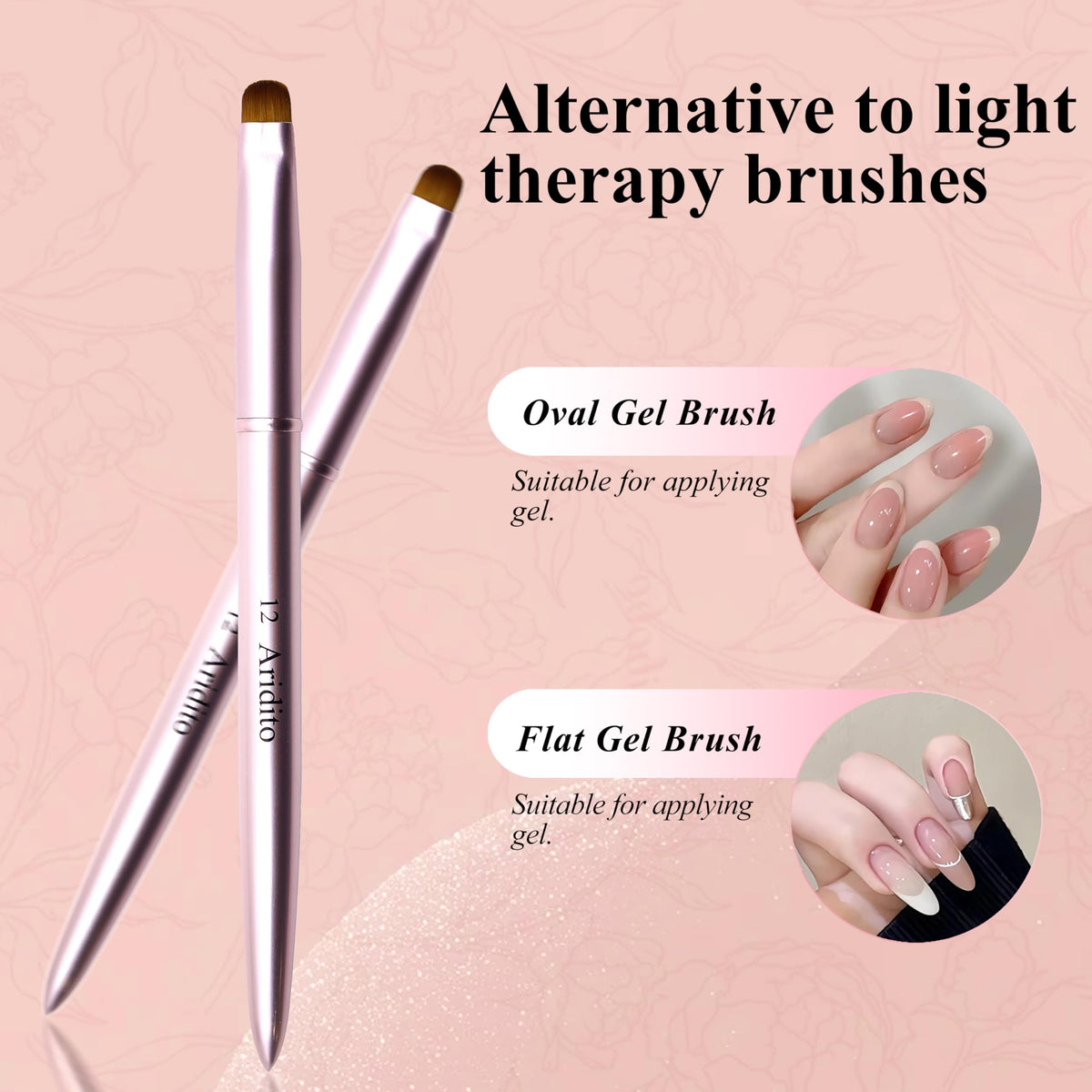 Aridito pink metal brush ideal for studio nail artistry sessions.