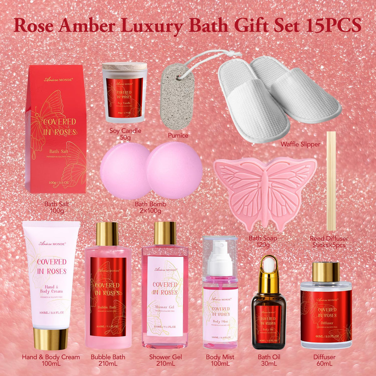 ArioseMonde rose bath bubble gel: romantic floral scent for a soothing soak.