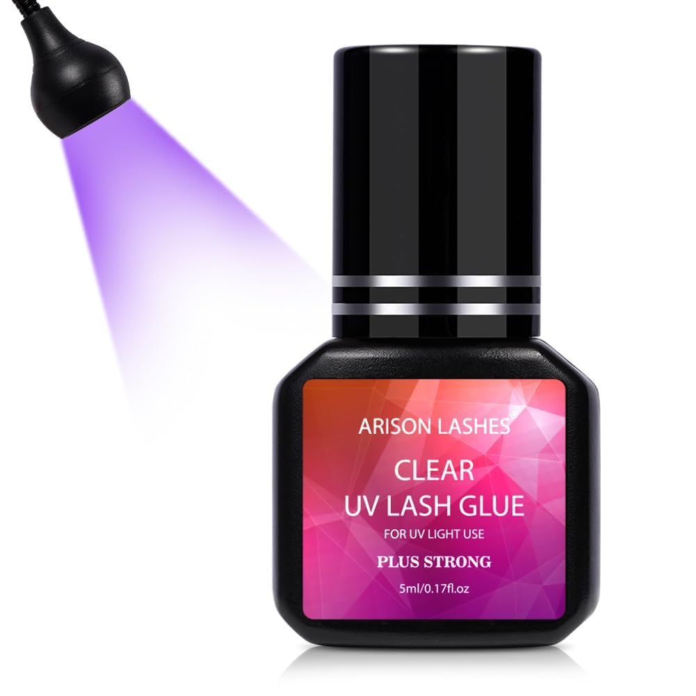 ARISON LASHES UV glue cures in 1 second under UV light for secure extensions.