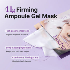 Ariul Expert Peptide Collagen Gel Mask being applied to cheeks and forehead for refreshing glow.