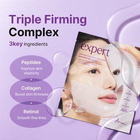 Ariul Expert Peptide Collagen Gel Mask hydrogel sheet on face delivering cooling hydration.
