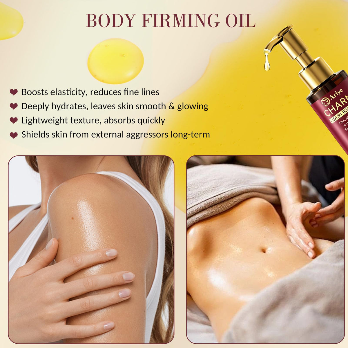 After-shower ARIYE application demonstrating fast absorption and non-greasy finish.