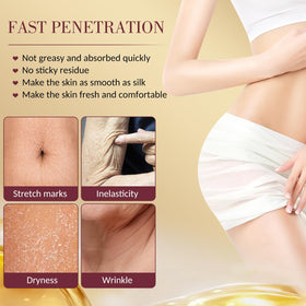 ARIYE oil applied to arms and legs for an even, supple look.
