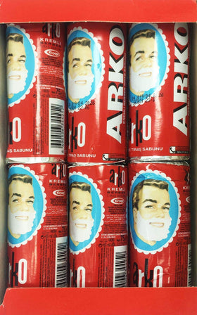 Arko Men soap stick softens beard for a close, gentle shave.
