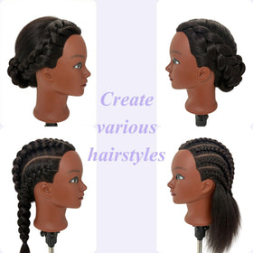 ARLEFENNI black mannequin head with real hair texture for authentic styling