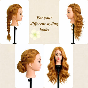 ARLEFENNI braiding-practice hair mannequin head for detailed styling drills.