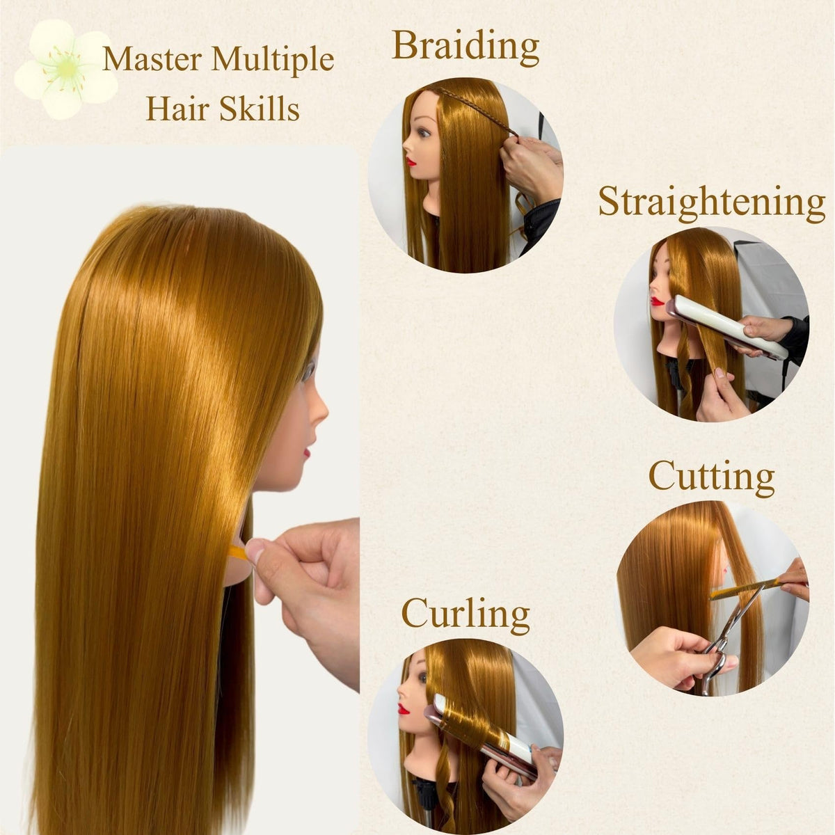 ARLEFENNI high-temperature fiber hair head maintains smooth feel after styling.
