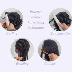 ARLEFENNI mannequin head with clear hairline aiding precise braiding practice