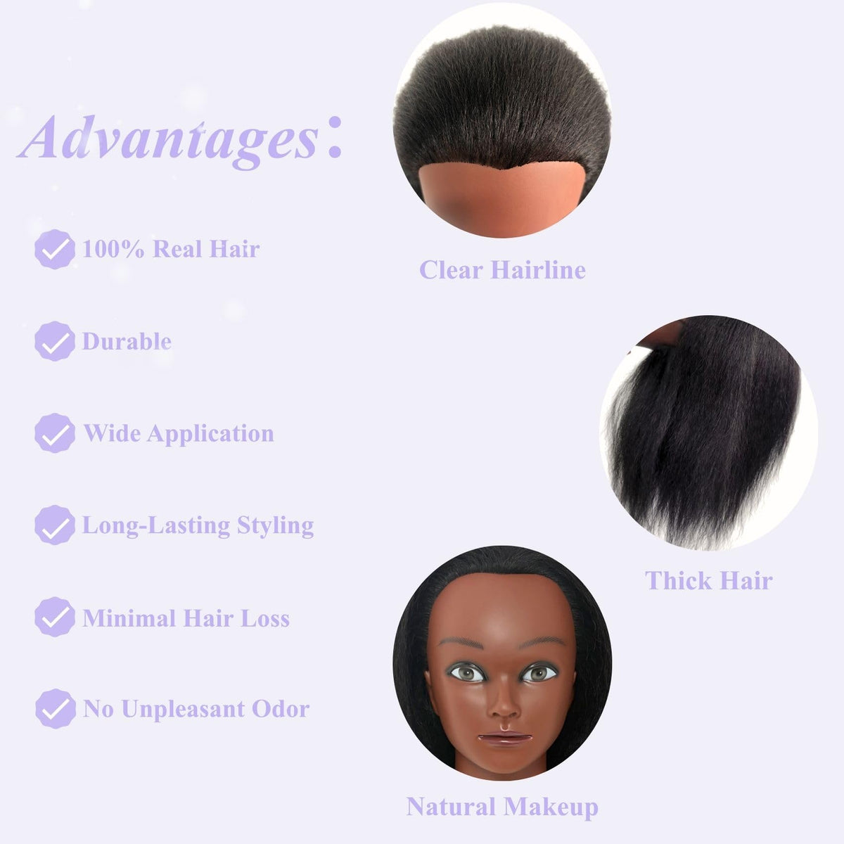 ARLEFENNI mannequin head on stand for multi-scene hair work