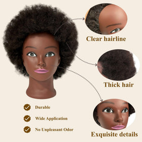 ARLEFENNI Afro curly hair close-up on mannequin for detailed styling.