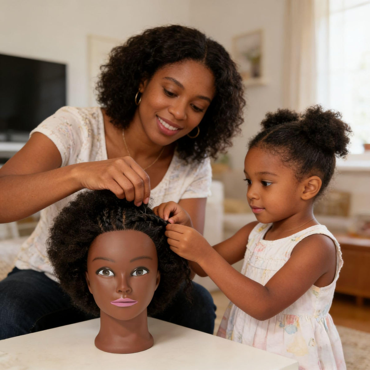 6-inch hair length on ARLEFENNI Afro mannequin for versatile styles.