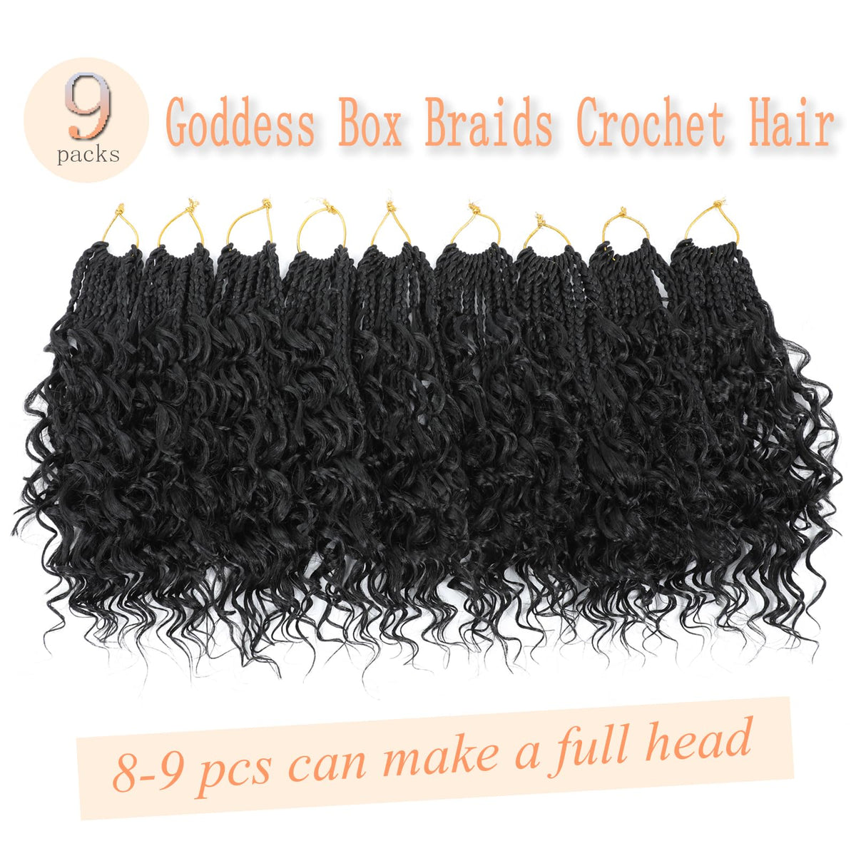ARLFLF 9-pack boho crochet hair shows spiral curls in middle and ends.