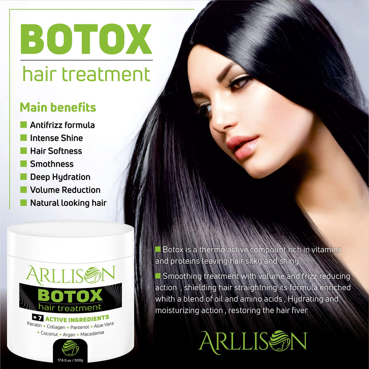 Arllison Botox bottle close-up showing premium-quality formula for home use.