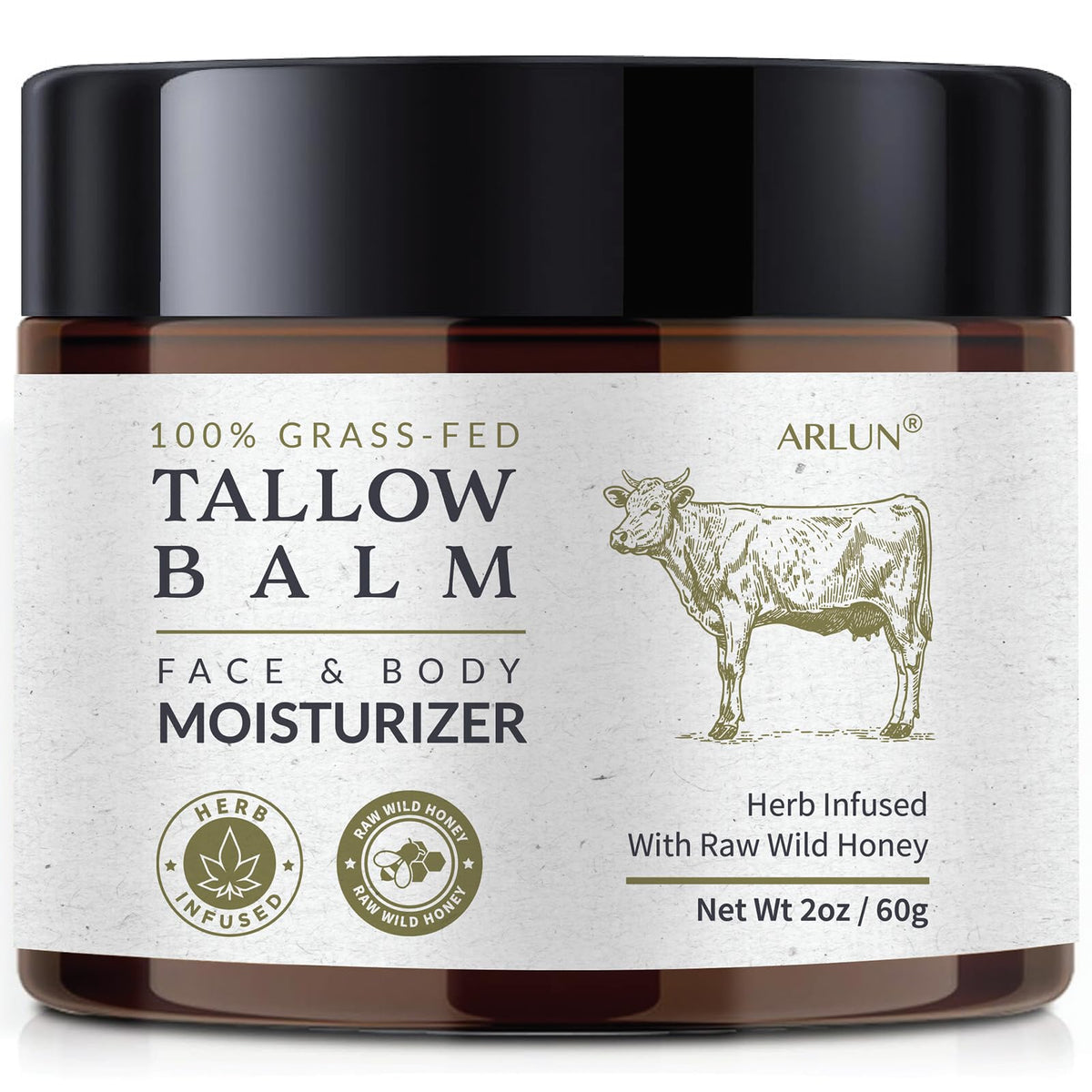 Arlun beef tallow skin jar shows rich hydration and creamy finish