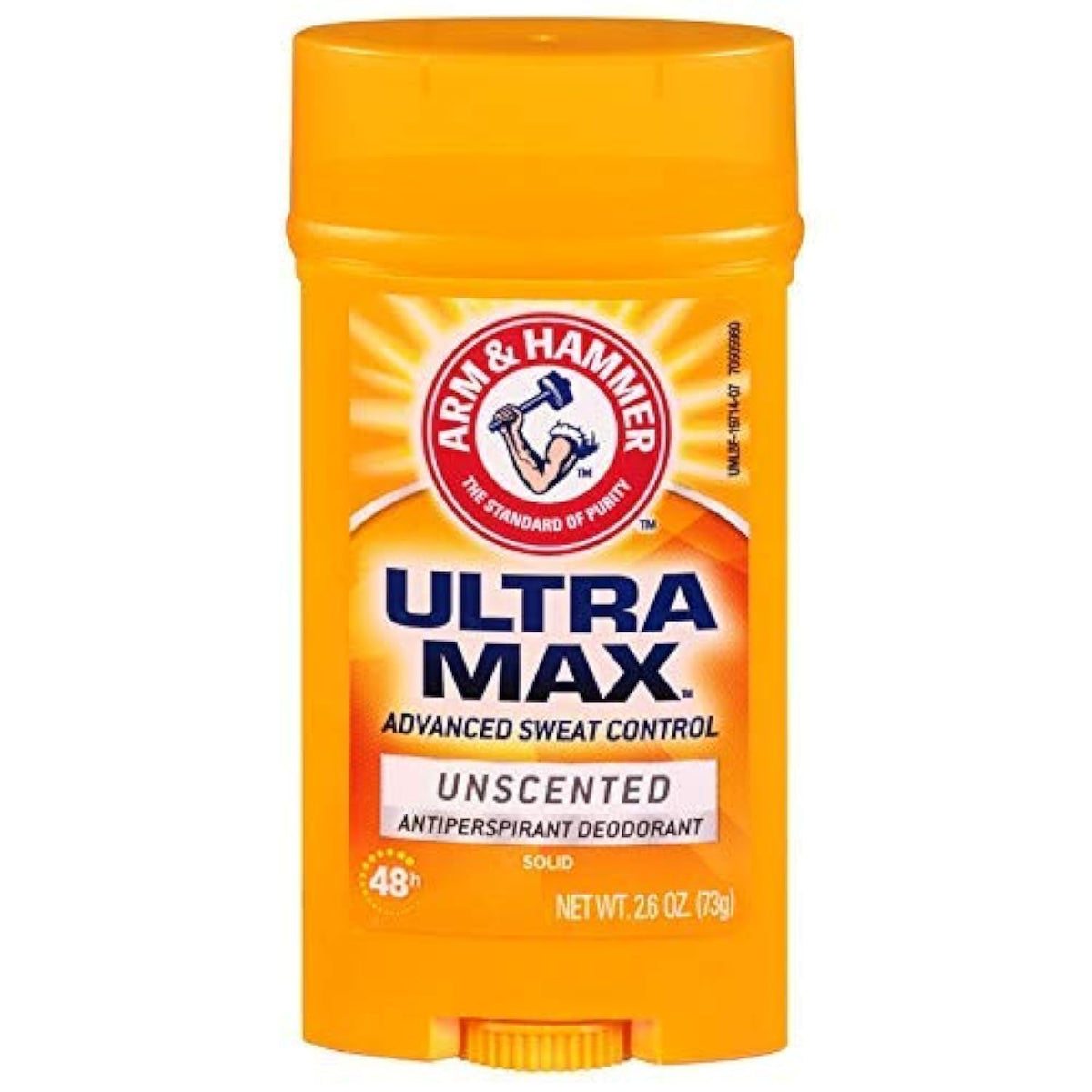 Arm & Hammer Ultramax Invisible Solid Unscented antiperspirant for daily odor and sweat protection.