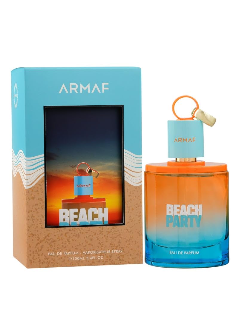 Armaf Beach Party packaging highlights a fresh, aquatic scent ideal for travel.