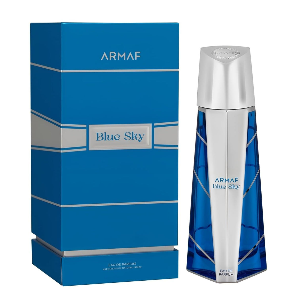 Armaf Blue Sky for Men EDP bottle front view, showcasing the sleek design and fresh vibe.