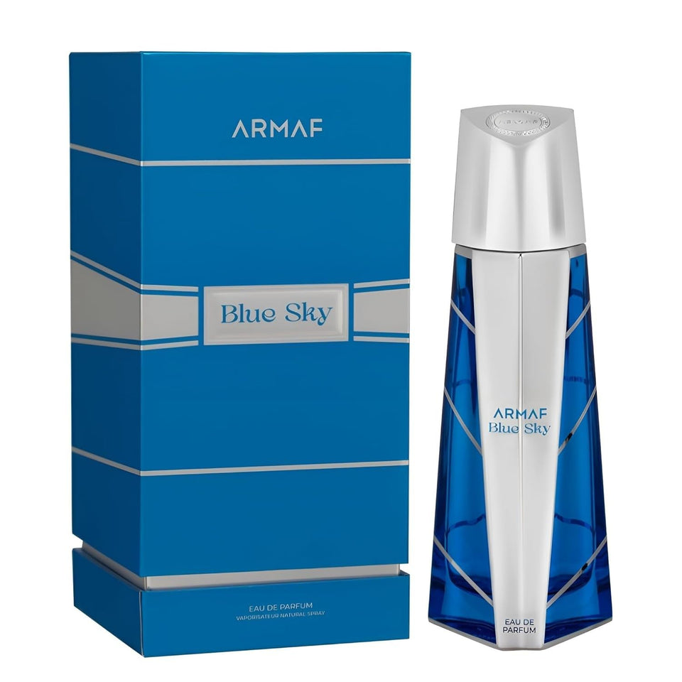 Armaf Blue Sky for Men EDP bottle front view, showcasing the sleek design and fresh vibe.