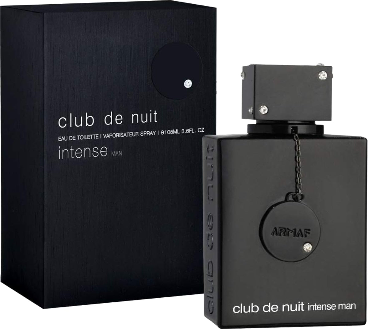 Armaf Club De Nuit Intense Man bottle side profile highlighting sleek design.