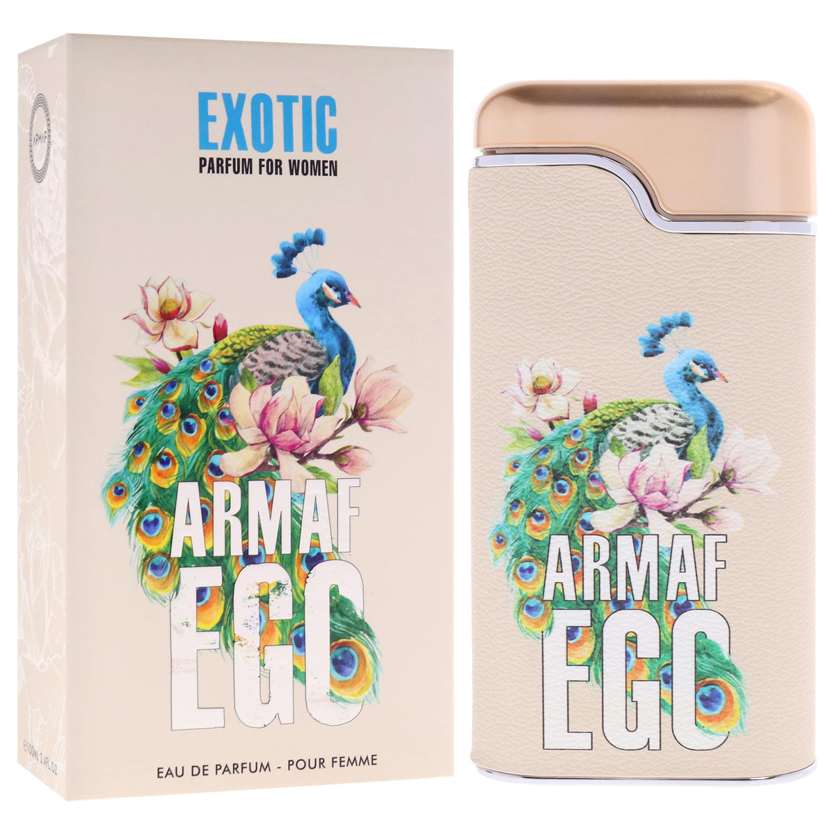 Armaf Ego Exotic bottle-back reveals sleek design and lasting impression.