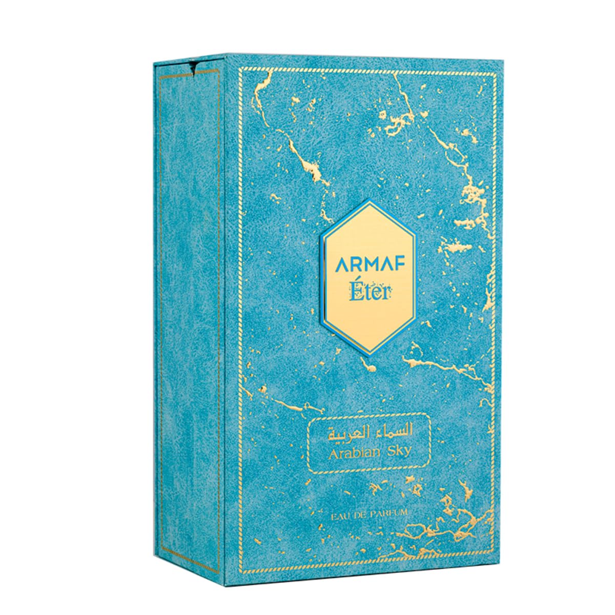 Armaf Eter Arabian Sky bottle side view, bold silhouette for confident style.
