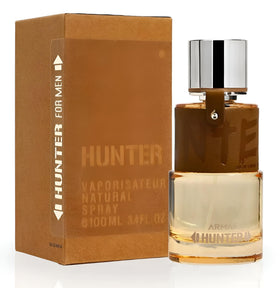 Armaf Hunter for Men woody notes closeup, masculine fragrance profile.