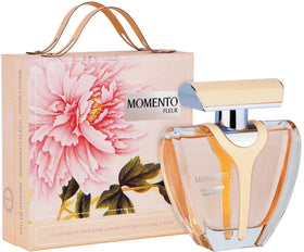 Armaf Momento Fleur EDP box shown, premium packaging ideal for gifting.